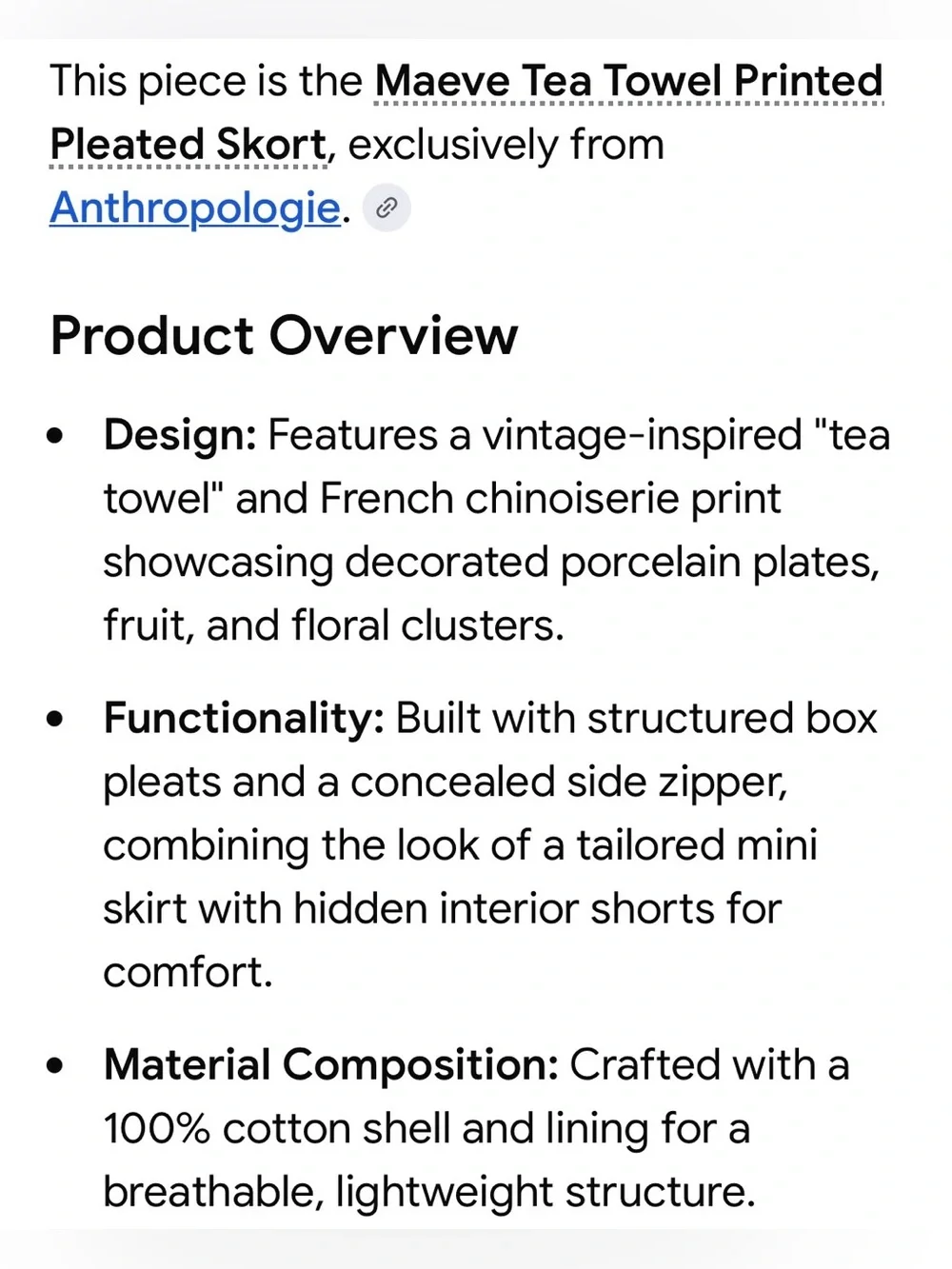 Anthropologie Mauve Tea Towel Printed Pleated Skort - Picture 16 of 16